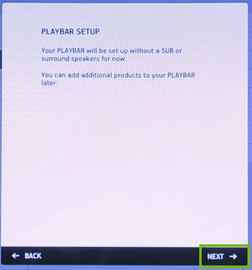 Playbar setup with Next highlighted