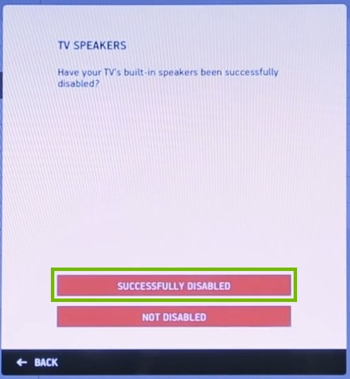 TV speakers with successfully disabled highlighted