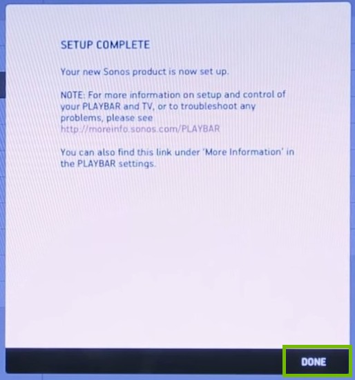 Setup complete with Done highlighted