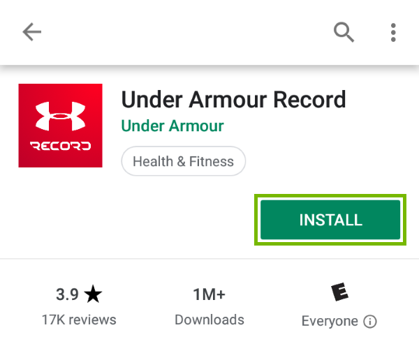 Install button highlighted in Play Store for found app.