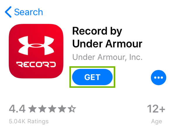 Get button highlighted in App Store for found app.