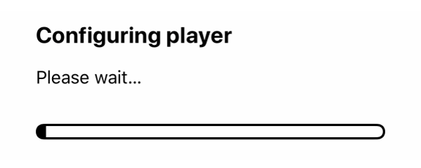 Progress bar showing on player configuration screen during setup within Sonos app.