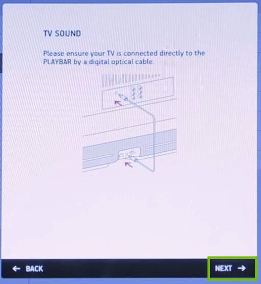TV Sound with next highlighted
