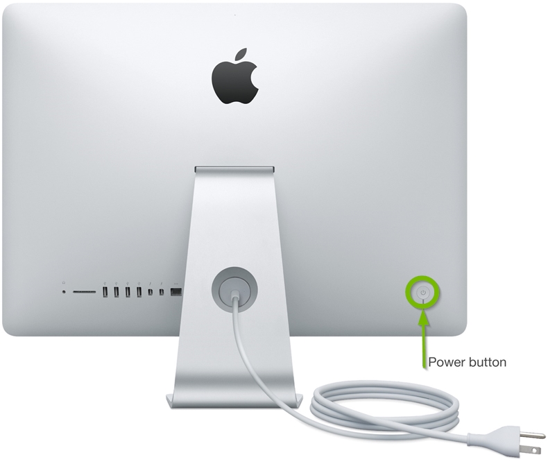 iMac rear-facing power button.
