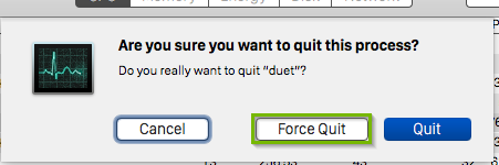Confirmation prompt with force quit button highlighted.