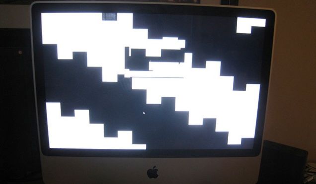 iMac with screen distortion.