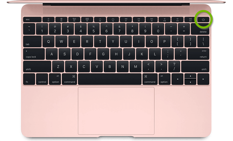 MacBook power button on the keyboard.