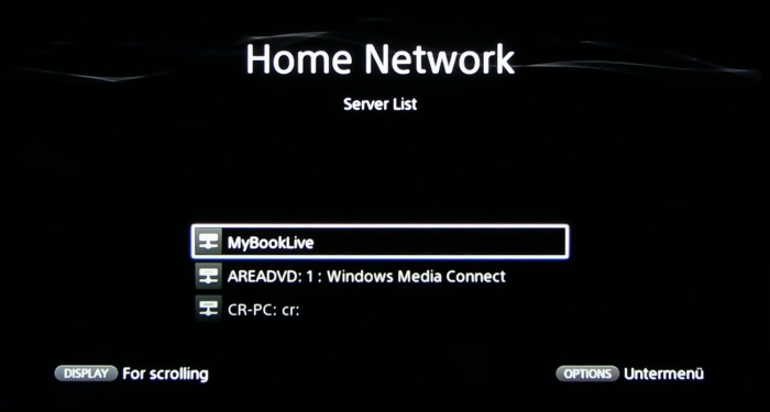Sony AVR home network menu