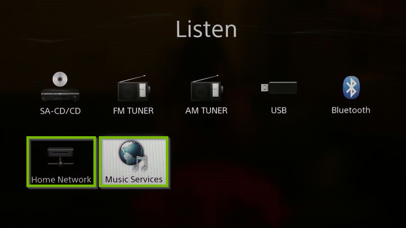 Sony receiver Listen menu