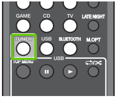 Onkyo 3900 remote showing the tuner button.