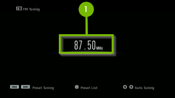 The sony avr FM readio frequency screen.