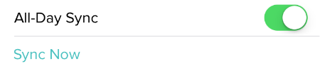 Sync Options showing All Day Sync and Sync Now