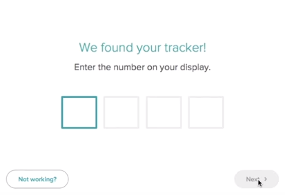 Fitbit app prompting for 4 digit code. Screenshot.