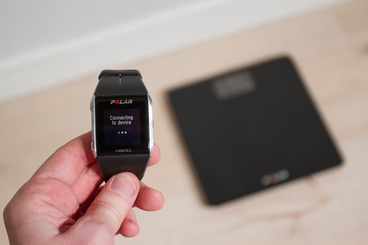 Polar device attemptig to connect to a Polar scale.