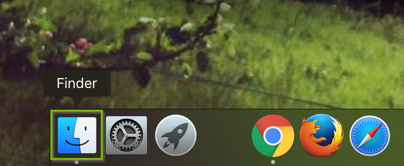 macOS dock highlighting the finder icon.