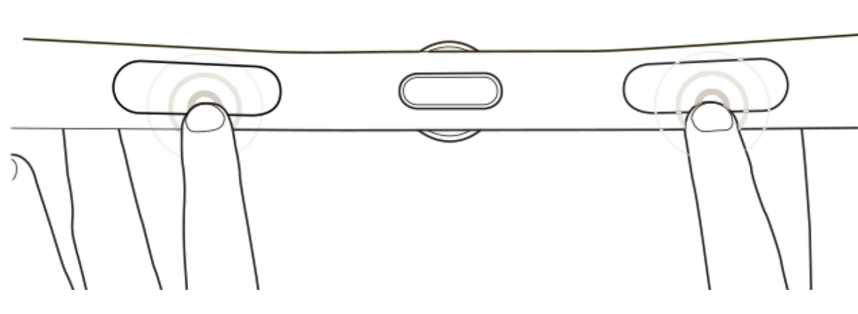 Moistening the heart rate sensor pads. Illustration.