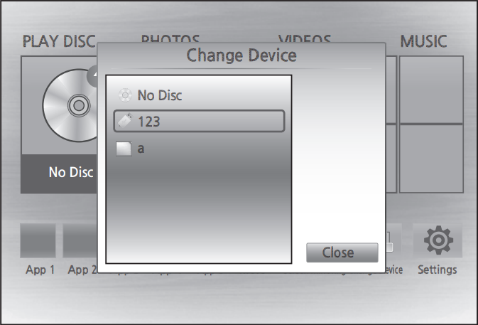 Blu-ray source selection screen