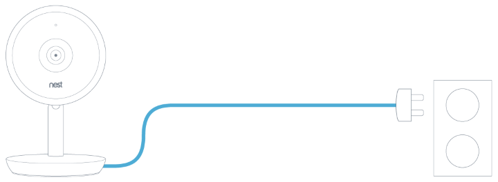 Camera being plugged into power outlet