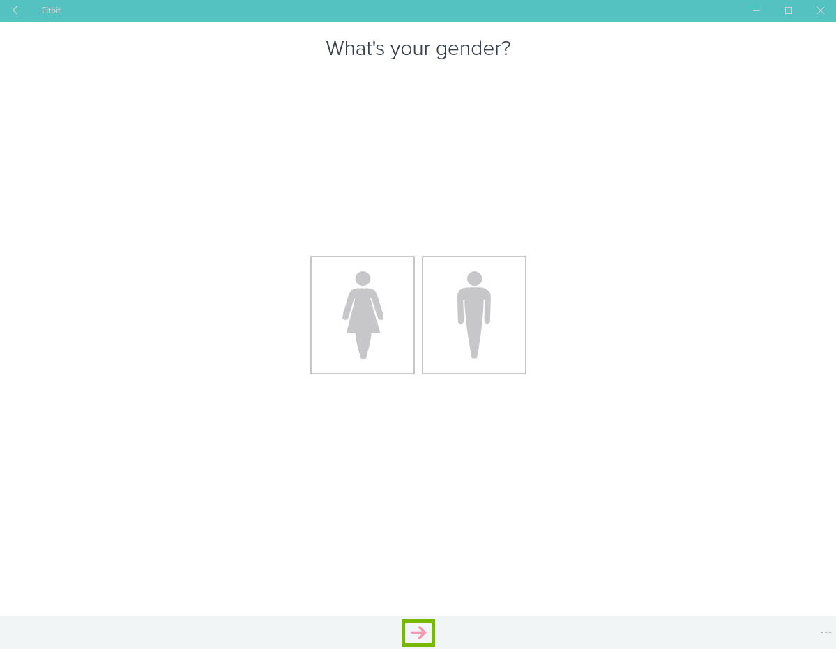 Fitbit app with geners listed with arrow highlighted