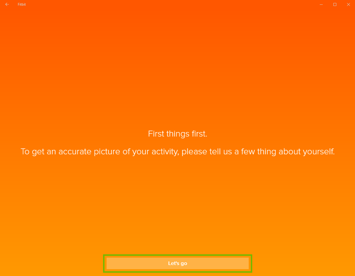 Fitbit app with Let's go highlighted