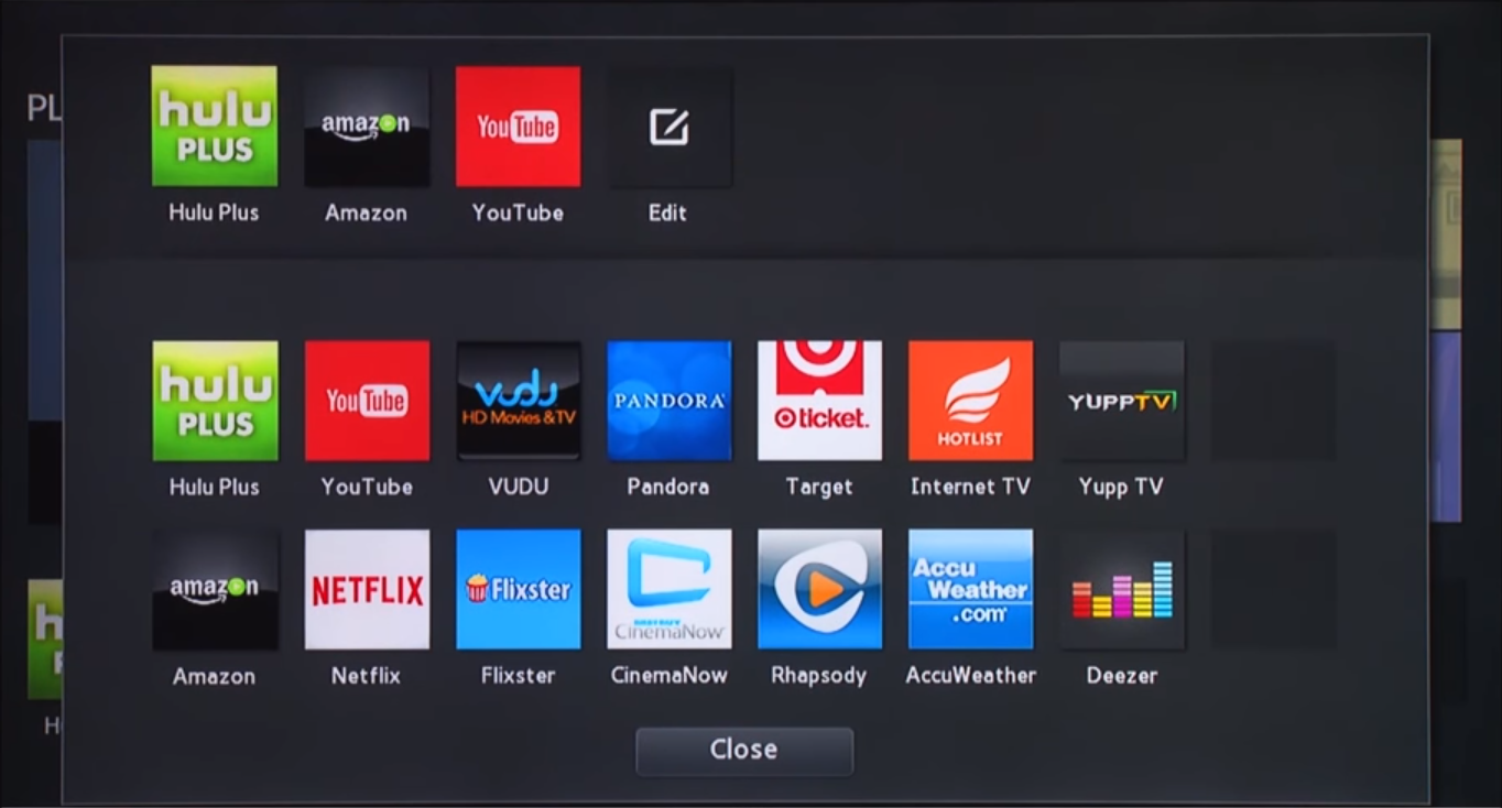 Blu-ray apps customization screen