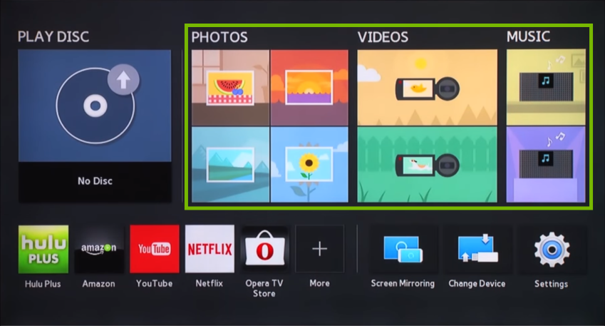 Blu-ray menu with categories highlighted