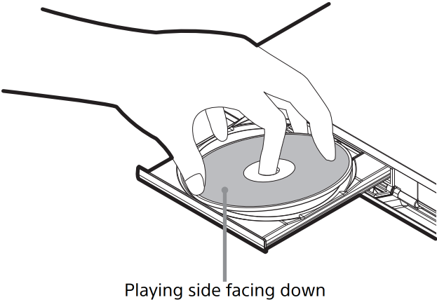 Disc being inserted in player.
