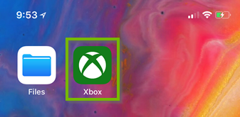 Xbox app highlighted on iOS. Screenshot.