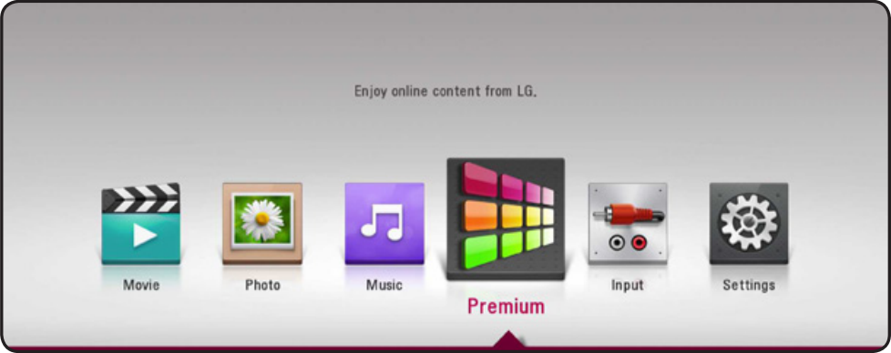 Premium option selected on LG home screen.