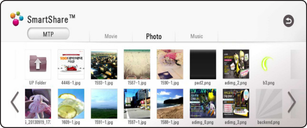 Browsable content on selected device.