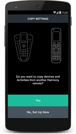 Harmony app set up remote screen.