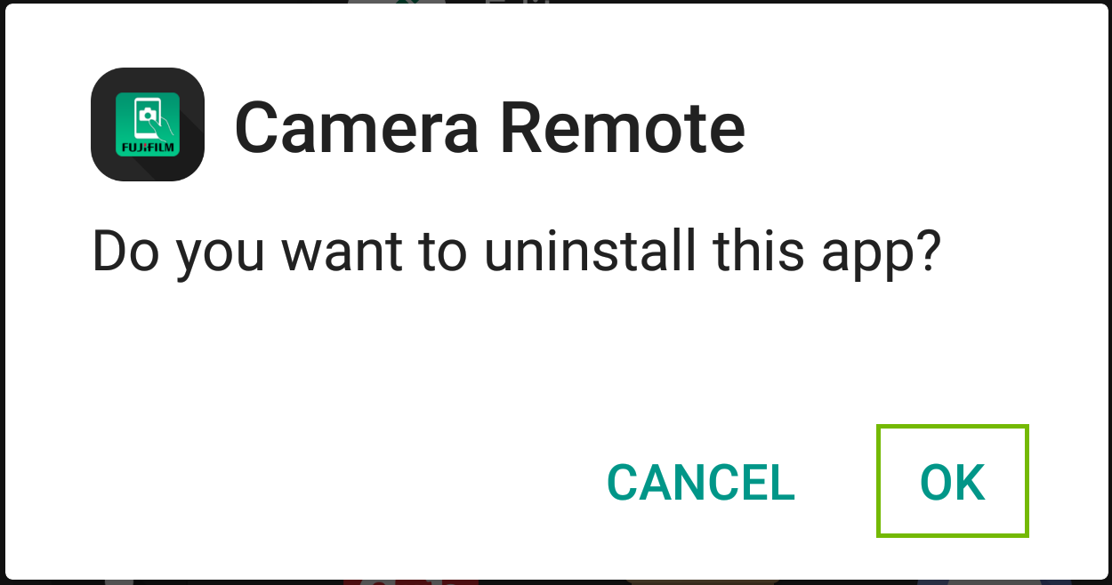 screenshot of delete conformation dialog with ok highlighted