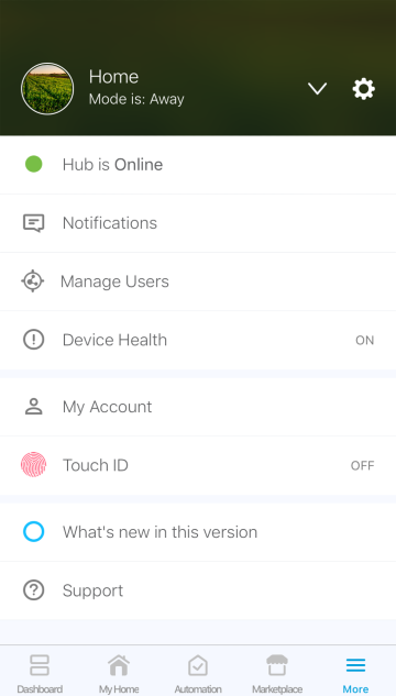 Mobile app main screen