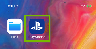 Smartphone with PlayStation App icon selected.