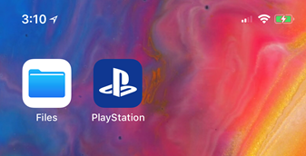 iOS main screen with PlayStation app. Screenshot.