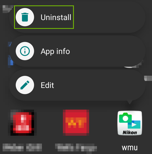 wmu icon menu with Uninstall highlighted.