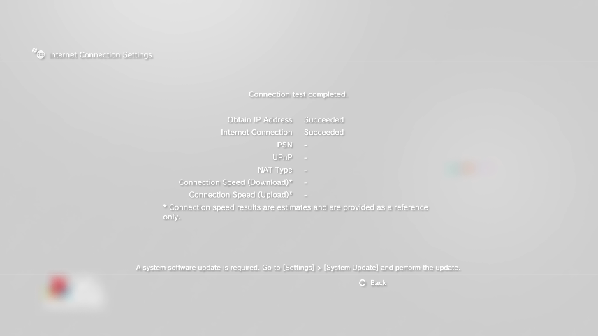 Connection test results. Screenshot.