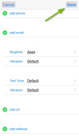 Done pointed out in contact editing.