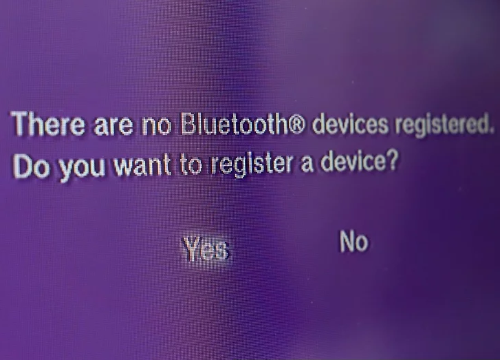 There are no Bluetooth devices registered. Do you want to register a device?