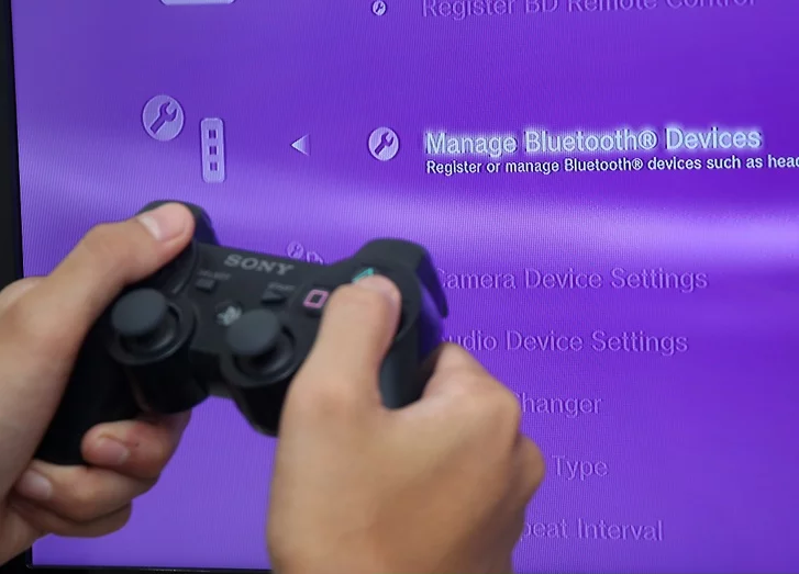 Accessory menu with Manage Bluetooth Devices selected.