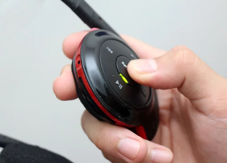 Headset with Bluetooth on.