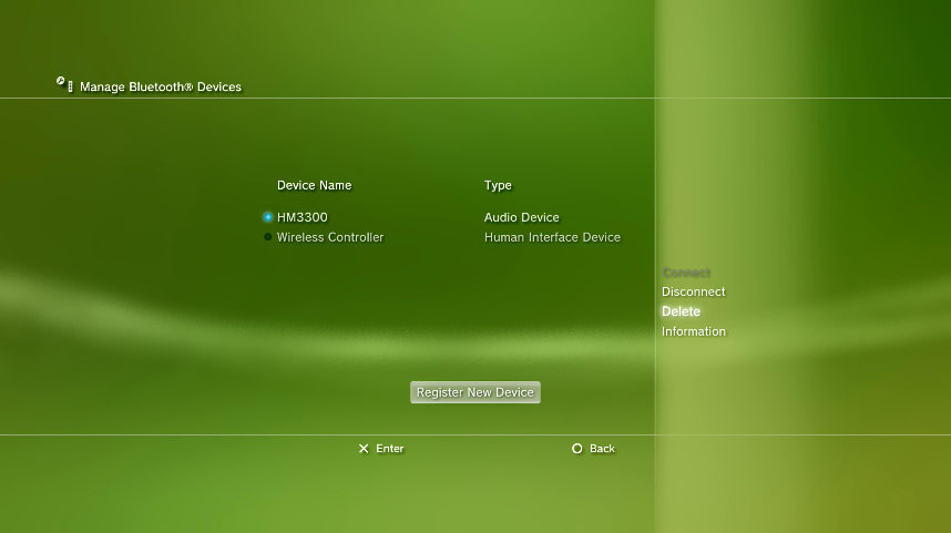 Options menu with Delete selected. Screenshot.