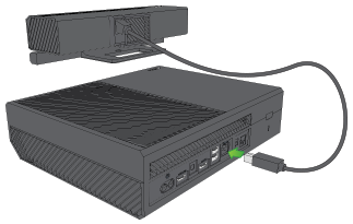 Kinect being plugged into Xbox One.