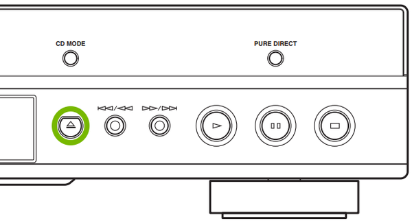 Blu-ray front panel with button highlighted.