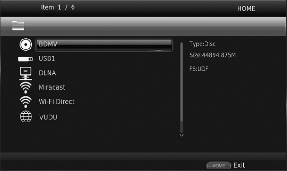Blu-ray file browser screen