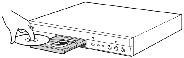 Disc being inserted in Blu-ray player.