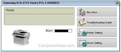 Screenshot of the Samsung printer software's current toner level indicator.