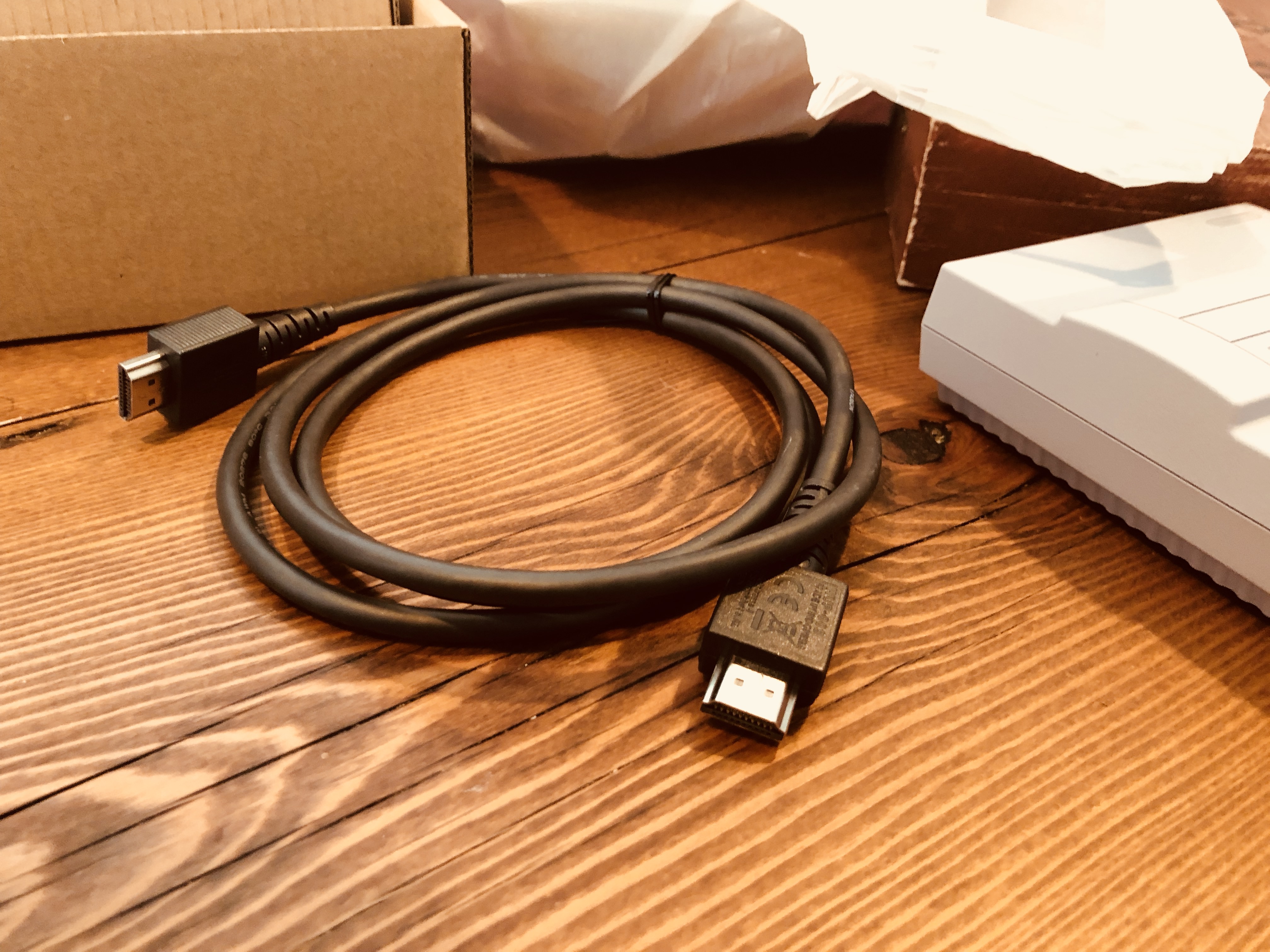 Photo of the SNES Classic Edition's supplied HDMI cable.