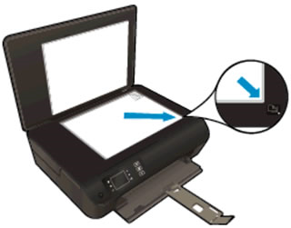 Illustration of a flatbed scanner's alignment arrow.