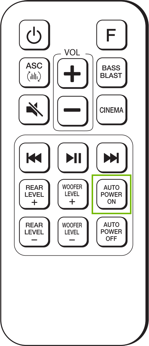 LG SJ4Y remote with auto power on highlighted. Diagram.